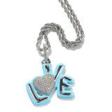 Jewelry Love Alphabet Pieces Hip Hop Diamond Pendant Necklace St. Valentine's Spectrum Alphabet Pieces Night light