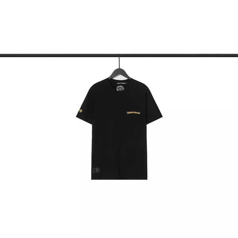 CHH Chrome Heart T Shirts Sanskrit Large Logo Cross Print Short Sleeve T-Shirt