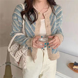 Women Knitted Cardigan Striped Knitted Cardigan Sweater