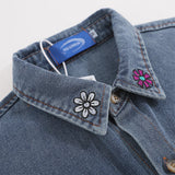 Men Long Sleeved T Shirt Animal Embroidery Denim Shirt Jacket Spring and Autumn Men's Ins Casual Long Sleeve