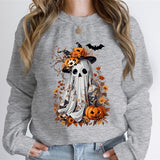 Watercolor Pumpkin Spooky Ghost Print Sweatshirt Hoodie Wome