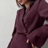 Women Co-Ords Suit Cropped Coat Top