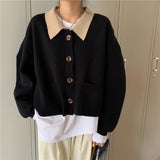 Women Knitted Cardigan Vintage Casual Loose Sweater