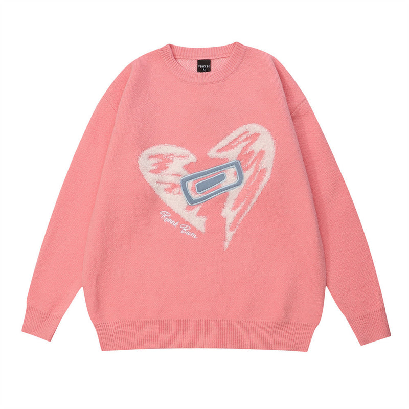 Men Sweater Flocked Jacquard Round Neck Sweater