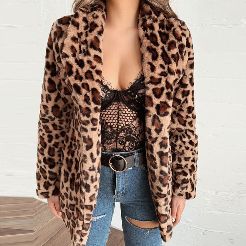 Women Fur Jacket Leopard Fur Coat