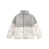 Unisex Coat Stitching Warm Cotton Coat Stand Collar