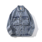 Women Jackets Denim Jacket Vintage Distressed Loose Cargo
