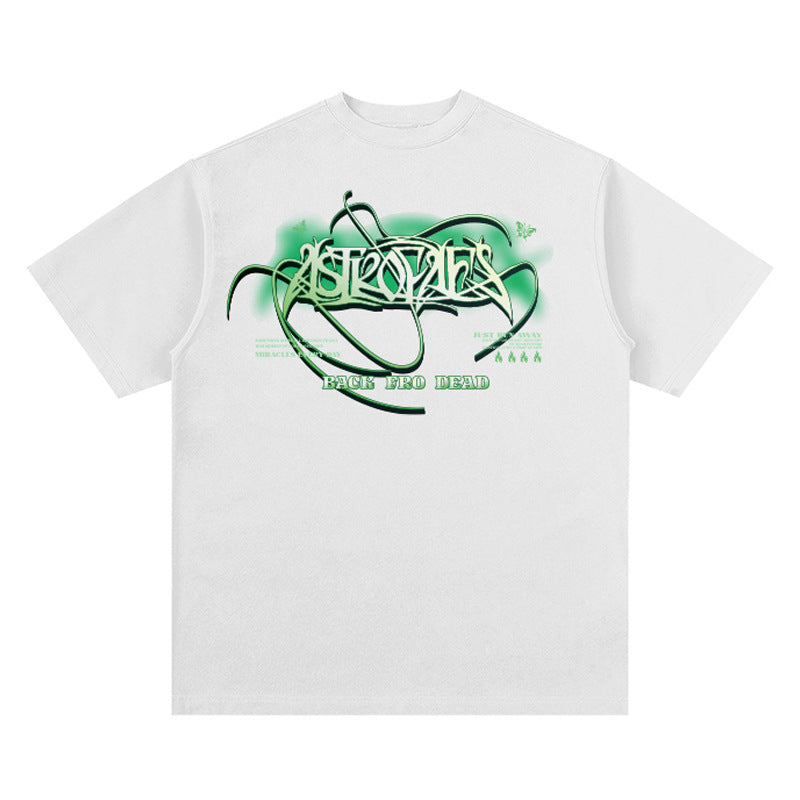 Unisex T Shirt Vintage Print Short Sleeve T Loose