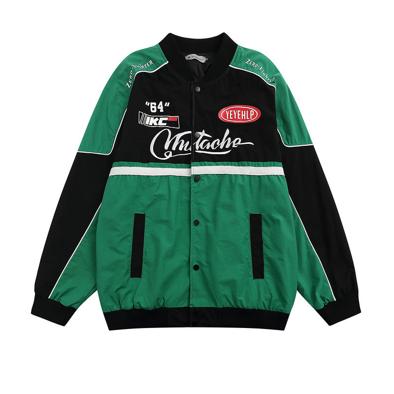 Women Jackets Retro Racing Suit Jacket Baseball Uniform