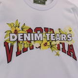 Denim Tears T Shirts Vintage Avatar Oil Painting Flower Letter Printing Men's and Women's Loose Casual Short-Sleeved T-shirt