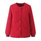 Women Cotton Coat Rhombus Lightweight Cotton-Padded Jacket Elderly