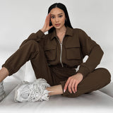 Women Co-Ords Long-Sleeve Sweater Set Trousers Sports