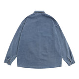 Men Long Sleeved T Shirt Embroidered Denim Shirt All-Matching Loose Casual Spring and Autumn Long Sleeve Shirt Coat