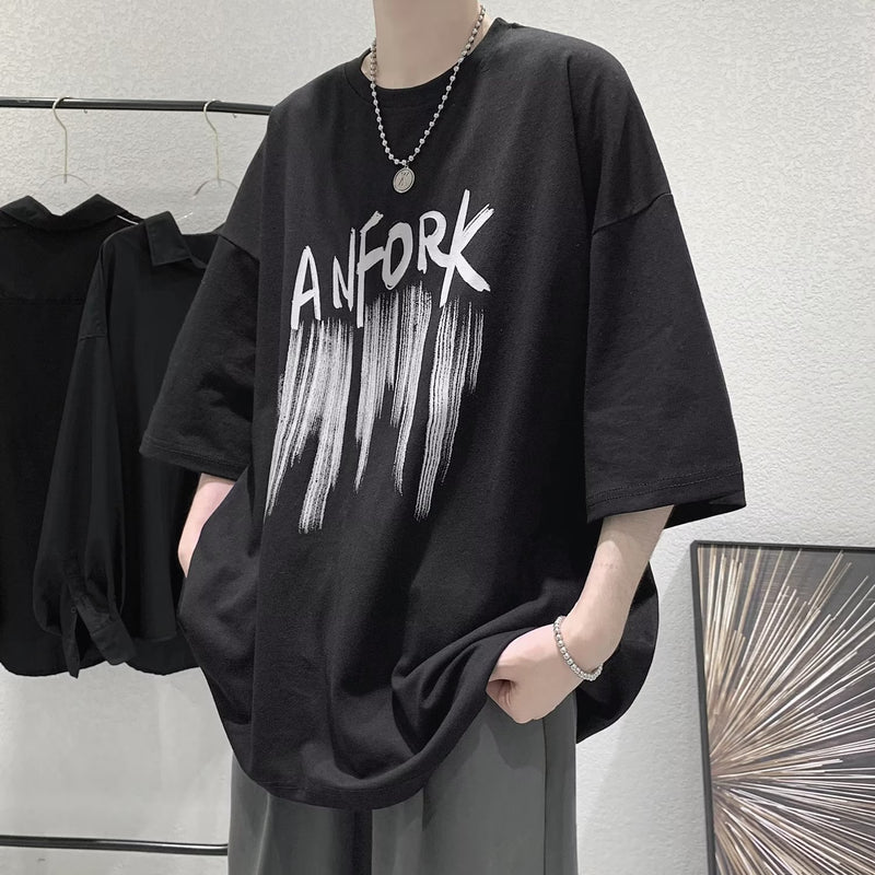 Men T Shirt Summer Loose Leisure All-Matching