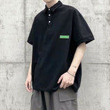 Men's T Shirt Patch Solid Color Polo Shirt Loose and Simple
