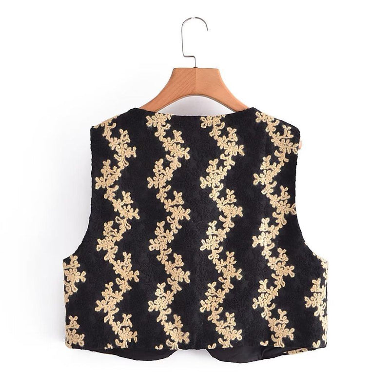 Women Vest Embroidery Short Vest Design Sense