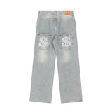 Men Jeans USD Printing Hip Hop Casual Loose