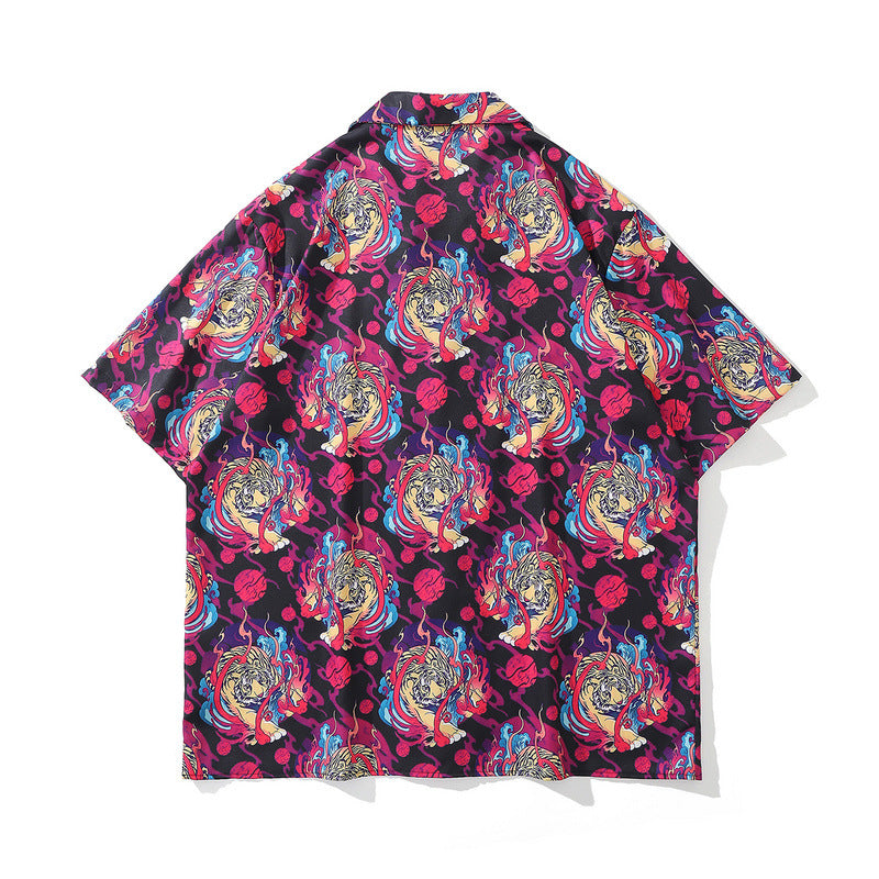 Short Sleeve Shirt Loose and Idle Wind Flower Shirt
