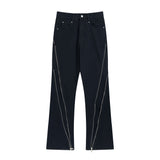 Men Jeans Zipper Decorations Stitching Punk