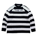 Kapital Sweater Vintage Black and White Stripe Trendy Idle Style Embroidered Crew Neck Letter Loose Sweater