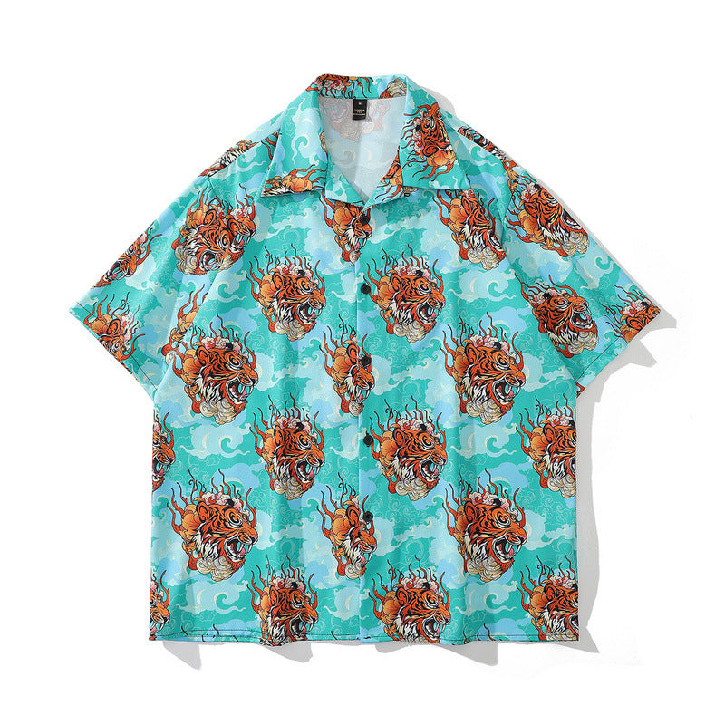 Short Sleeve Shirt Animal Full Printed Idle Style Casual