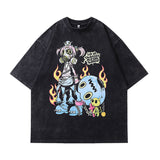 Men T-Shirt Cartoon Print Distressed Vibe Idle Style