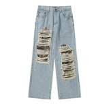 Men Jeans Patch Loose Hole All-Match