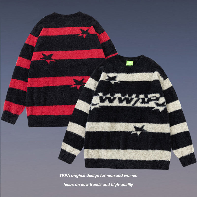 Women Sweater Pattern Knitted Couple's Tops Loose Sweater for Men and Women