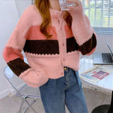 Women Knitted Cardigan Striped Knitted Jacket