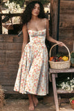 Women Dress Summer French Retro Spaghetti Straps Dress