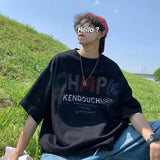 Men T Shirt Heavy Summer Pure Cotton Loose All-Match