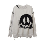 Women Sweater Portrait Knitted Sweater Loose Hole Sweater