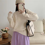 Women Pullover Sweater Retro Gentle Temperament Knitted Thickening