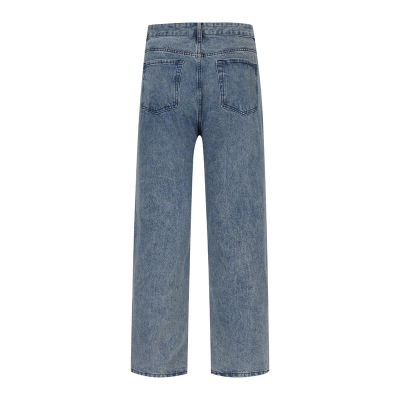 Men Jeans Hole Patch Embroidery Punk
