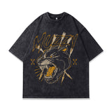 Mens Vintage T Shirt Printed Washed Short Sleeve T-Shirt Men