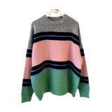Women Pullover Sweater Vintage Stripe Temperament Knitted