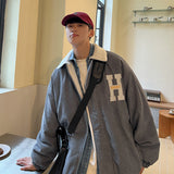 Men Cotton Coat Corduroy Cotton Jacket Winter Fleece-lined Thickened