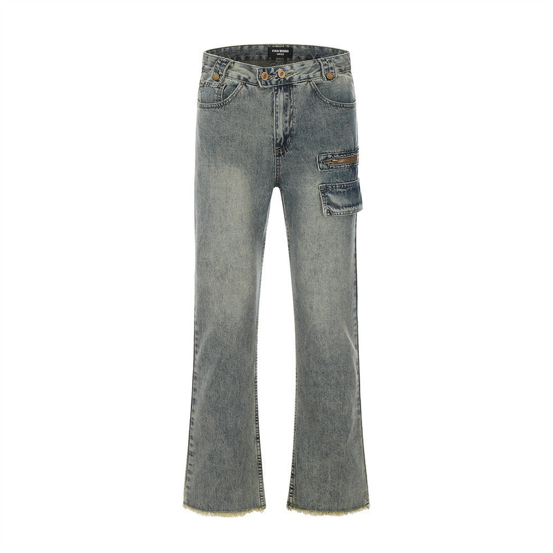 Men Jeans Workwear Retro Loose
