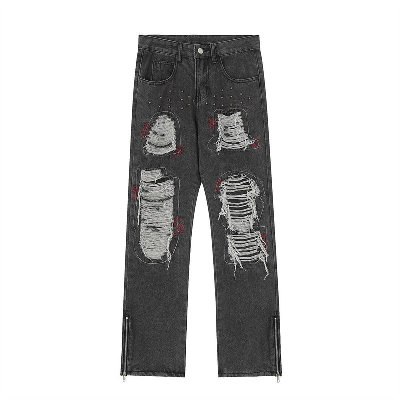 Men Jeans Make Old Ripped Hip Hop Punk Loose All-Match