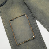 Men Jeans Patch Retro Loose