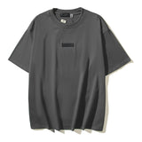 Fog Essentials T Shirts Spring Summer FOG Three-dimensional Silicone Leather Label Crew Neck Short Sleeves