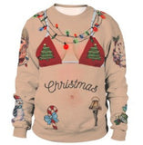 Black Christmas Sweater Christmas round Neck Sweater Casual Funny Santa Claus