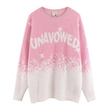Women Sweater Sweet Cool Contrast Color Soft Knitted Sweater