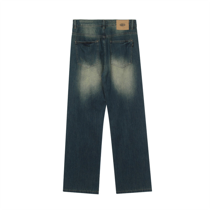Men Jeans Vintage Washed Retro Loose Casual