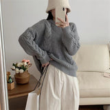 Women Pullover Sweater Retro Gentle Temperament Knitted Thickening