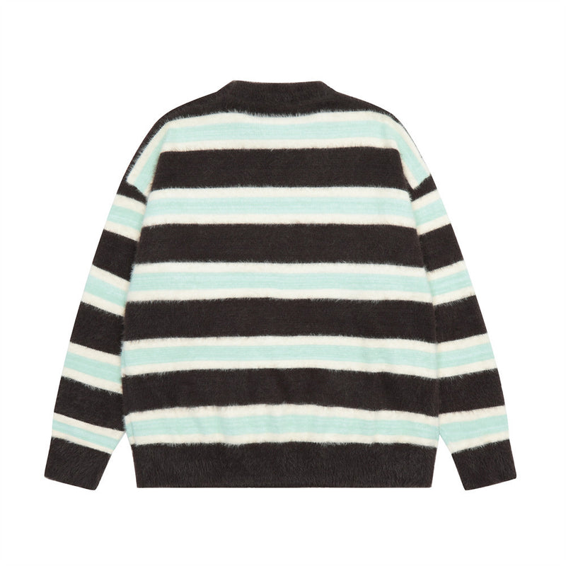 Men Sweater Pattern Velvet Padded Sweater Loose Casual Sweater