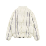 Men Cotton Mixed Jacket Coat Stitching Contrast Color Striped Bread Coat Men's Winter Cotton Dress Loose Zip Coat