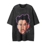 Men T-Shirt Retro Portrait Printing Distressed