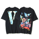 Vlone T Shirts Painted Graffiti Large V Short Sleeve T-shirt Men and Women Couple Street Hip Hop Half Sleeve