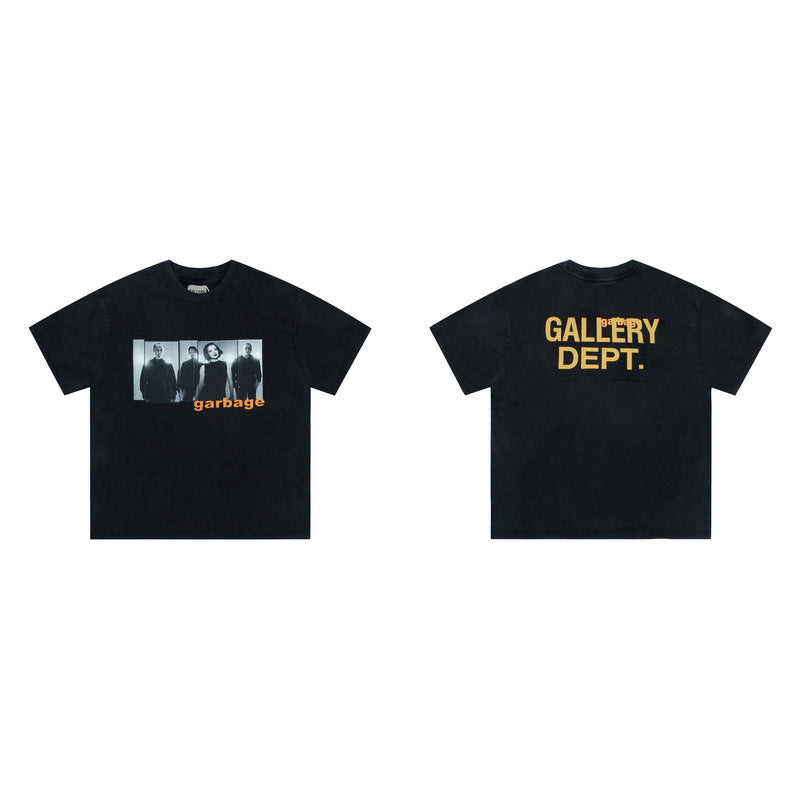 Gallery Dept T Shirts Gallery Dept Retro Washed Distressed Printed Short Sleeve Men and Women Tee